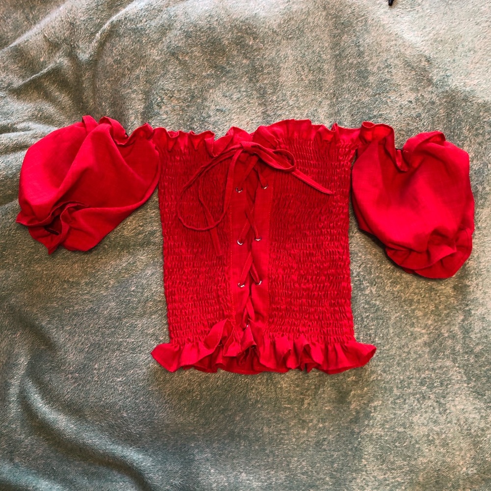 Storet Red Off The Shoulder Blouse